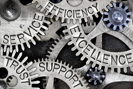 image of service, efficiency, excellence, support gears