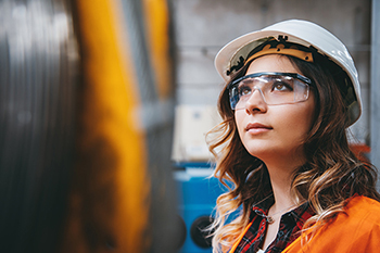 image of woman wearing hardhat